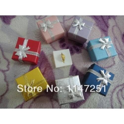 Jewelry Earring Ring Box 48pcs/lot 4*4*3cm Mixed Color Ring Display Box Favor Jewelry Packaging Boxes Free Shipping