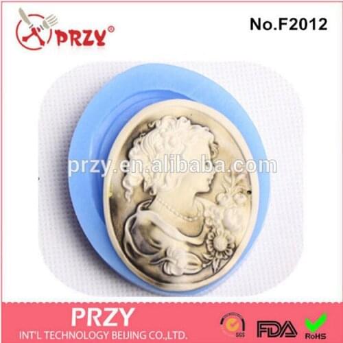 Silicone bake mold newest food grade silicone cake decorating mold F2012 cameo lady fondant custom