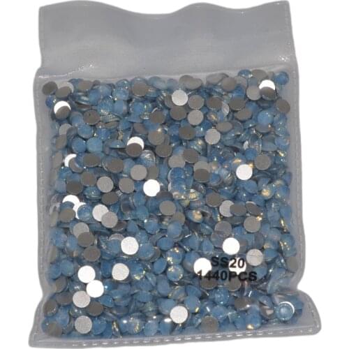 Blue Opal 1440pcs/pack Crystals Glass Rhinestone for Nails Flat Back Nail Art Decorations SS3-SS30 Size Non Hotfix Glue on Stone
