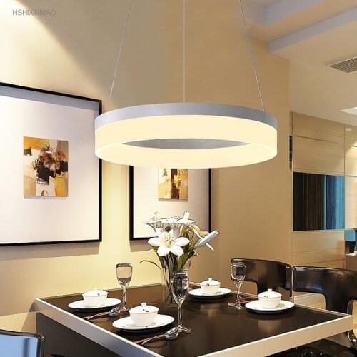 Modern LED Ring Acrylic Chandelier Home Dining Room Bedroom Study Decorative Lighting Suspension Chandeliers AC110V-240V