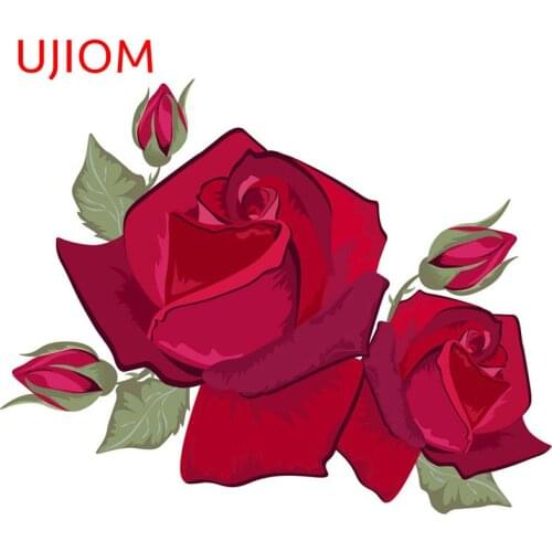 UJIOM Cartoon Red Rose Home Decoration Living Room Decor Wall Stickers Customizable Anime Vinyl Wall Decal Bathroom Door Sticker