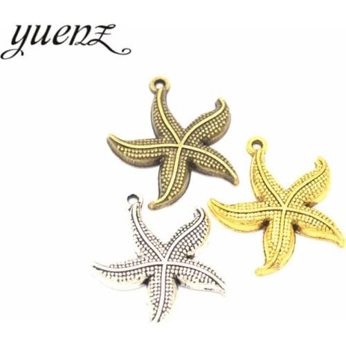 YuenZ 10pcs 3 color Antique Sliver animal shell starfish Charm DIY metal charms for jewelry making 26*23mm D717