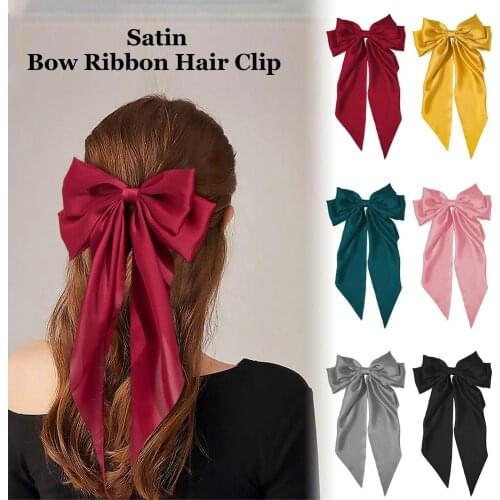 10 Style Bowknot Streamer Hairpin Woman Girls Satin Ribbon Barrette Bow Back Head Spring Clip Headwear Hair Accessories