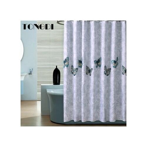 TONGDI Butterfly Shower Curtain Waterproof Eco-friend Pattern Quick-drying Printing Purity For Bathroom Washroom Home Polyester
