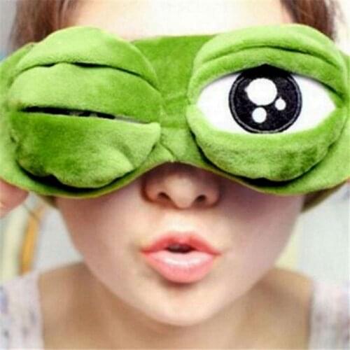Green Frog Cartoon Cute Eyes Cover The Sad 3D Eye Mask Cover Sleeping Rest Sleep Funny Gift for Adult Kids #237371