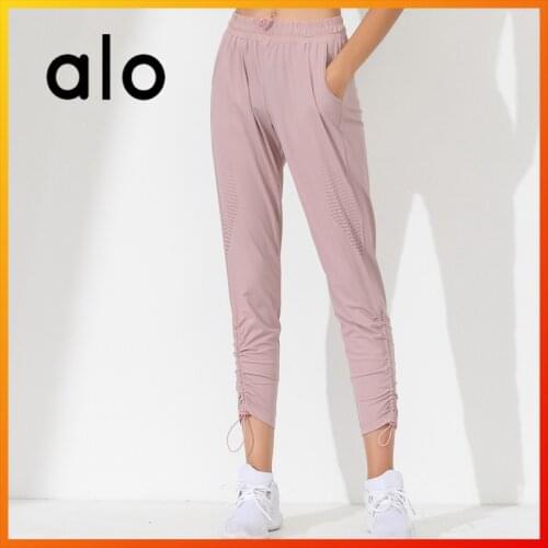 Alo Yoga Womens Trousers Running Fitness Casual Cropped Pants High Waist Four-color Fashion Drawstring Breathable Sports Pants