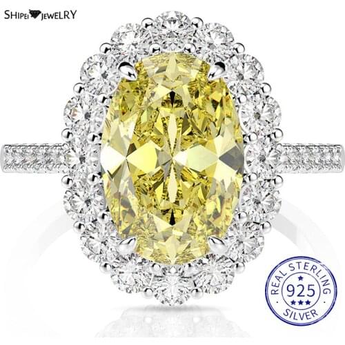 Shipei Luxury 925 Sterling Silver Yellow Pink White Greated Moissanite Diamonds Wedding Fine Jewelry Engagement Oual Rings