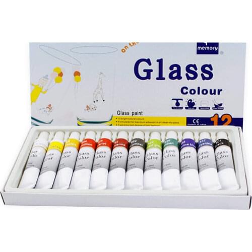 12 colors 12mL waterproof non-toxic glass paint tube set stained glass paint kit Pigment coating set Solid pigment dropship