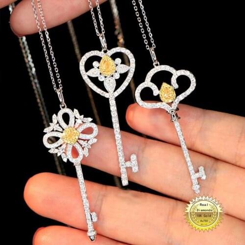 18K gold necklace natural yellow diamond white diamonds three styles necklace have certificate 001