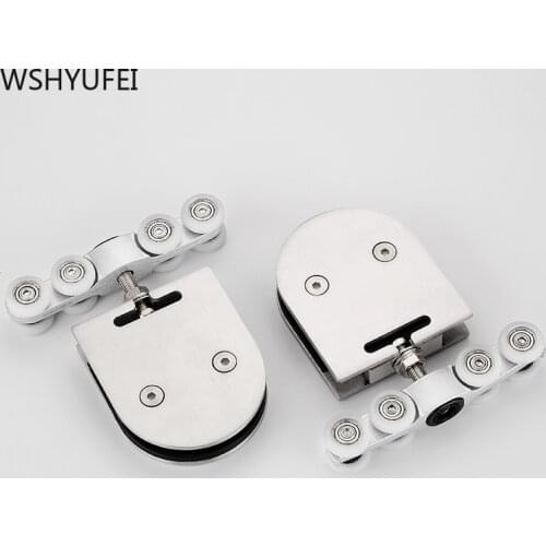 2 Pcs stainless steel Glass sliding door Hanging wheel Kitchen bathroom Frameless glass door pulley Track pulley 8-12mm glass