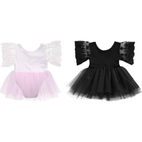 2017 Fashion Cute 2 Style Newborn Baby Girls O-Neck Solid Lace Floral Mini Tutu Princess Dress Outfit Summer Party 0-3Y