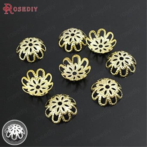 28603)100PCS 14x4MM Gold Color Plated Iron Beads Caps Diy Jewelry Findings Accessories Wholesale