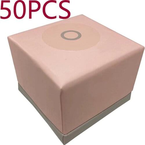 50pcs Packaging Pink Paper Ring Boxes For Earrings Charms Europe Jewelry Case for Valentines Day Gift Wholesale Lots Bulk