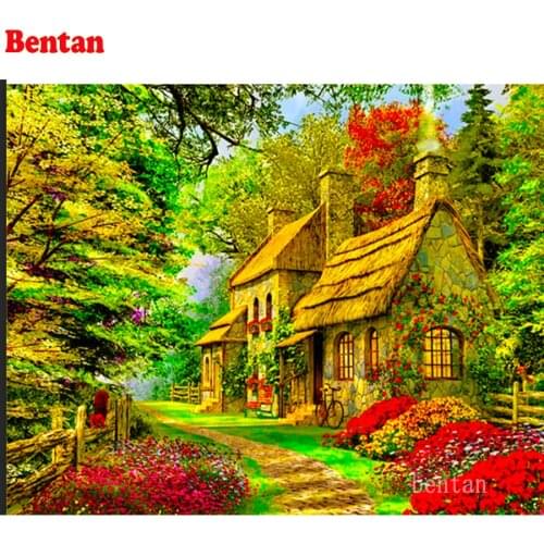 5d diamond painting diy handmade rhinestones House Garden Rural Landscape home decoration diamond embroidery cross stitch kits