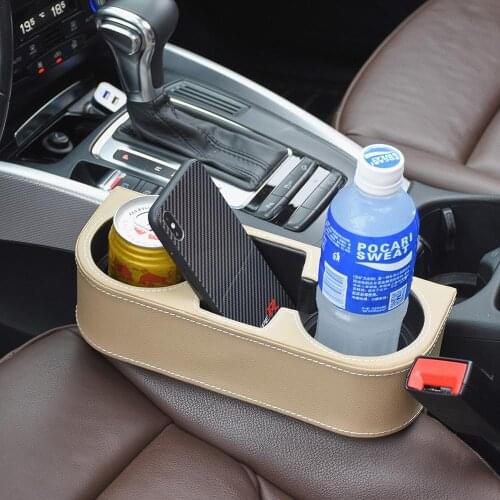 Van Car Seat Slit Gap Coffee Cup Drink Bottle Holder Tidy Storage Box Case PU Leather ABS
