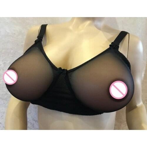 Huge Cup Crossdresser Bra Sheer Cup Silicone Bra Breast Form Fake Boobs Sexy Lace Transparent Pocket-bra Not include Breast