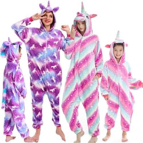 One Piece Hooded Jumpsuits for Adult Cute Panda Pajamas Childrens Unicorn Pajamas Licorne Pijamas Onesies Kids Christmas Gift