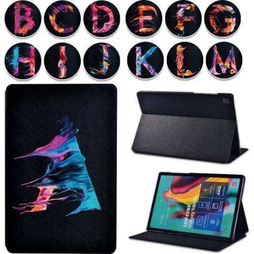 For Samsung Galaxy Tab A 10.1/Tab A 9.7 10.5/Tab E 9.6/Tab S5E/Tab S6 Lite Painting Leather Initial 26 Letters Tablet Cover Case