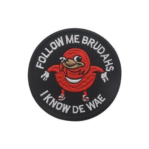 CREATRILL Follow me I Know De Wae Hook Loop Patch Military patch Black Meme Patch Badge