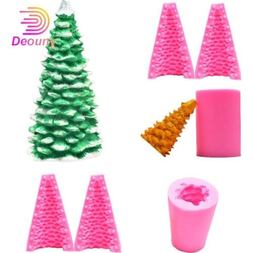 DEOUNY 4 Types Christmas Tree Candle Silicone Mold 3D Chocolate Cake DIY Decoration Baking Tools Handmade Aroma Clay Craft Mould