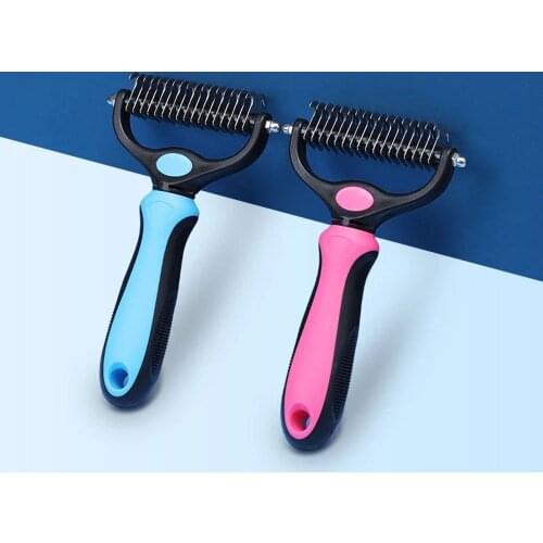 Pet Stainless Double Sides Brush Cat Dog Hair Removal Comb Grooming Dematting Deshedding Blade for Matted Long Fur Pets Products