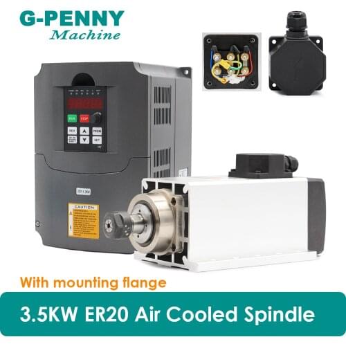 CNC Air cooled spindle motor 220V / 380v 3.5kw ER20 Air Cooling Spindle motor 4bearings for CNC Router engraving machine