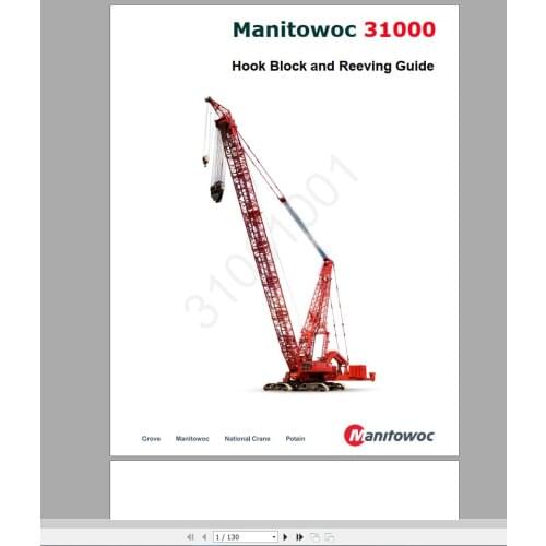 Manitowoc Crawler Cranes Part Manual, Operator & Maintenance Manual, Service Manual DVD