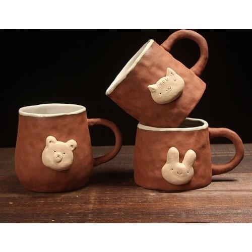 Personality style cat claw hand-made irregular retro stoneware coffee cup mug ceramic cup for friends and lovers creative gifts