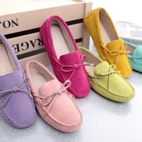Women Casual Flats Shoes Spring Autumn Woman Loafers Genuine Leather Shoes Female Round Toe Soft Slip-On Walk Boat Shoes