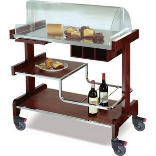 Hotel Restaurant Mobile Food Trolley Wood Hotel Trolley Cart