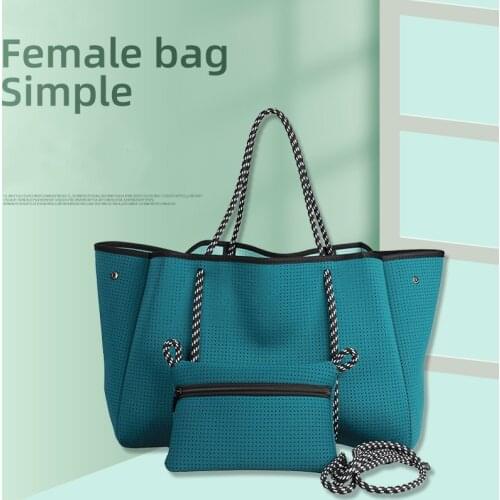 Fashion Neoprene Beach Bags for Women Designer Large Capacity Tote Shoulder Bags Summer Big Handbags Casual Shopper Purses 2021