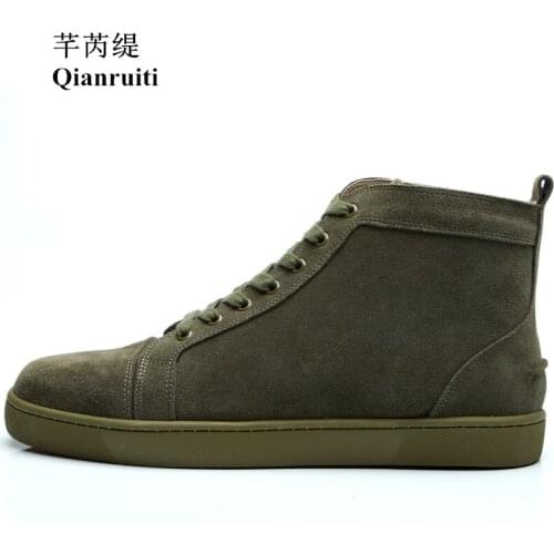 2019 Autumn Lace-up Flat High Top Shoes Men Comfortable Leisure Army Green Sneakers Men Runway Chaussures Hommes Shoes