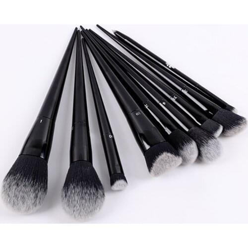 9Pc Professional Black Makeup Brushes Set For Powder Angled Blusher Shadow Buffing Eyeshadow Concealer Contour Highlighter Brush
