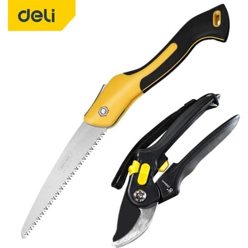DELI Gardening Pruning Shears 7"Folding Saw Set Fruit Tree Potted Greening Durable Labor-Saving Tools Orchard Garden Pruning