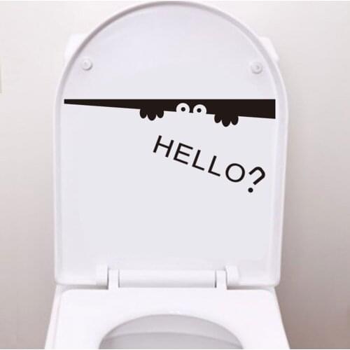 Toilet Stickers Hello Letter Eyes Wall Stickers For Bathroom Waterproof Black Sticker Wall Home Decoration Accessories