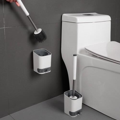 Wall-mounted Silicone Toilet Brush Deep Cleaning Corner Brush Bathroom Brushes Durable Home Cleaner Modern WC Accessories