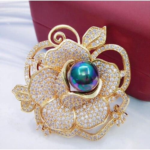 Charming Flower Broche Large Size Sparkling Crystal Brooch Jewelry Gold Color Mutil Layers Flower Brooch Pins for Wedding Party