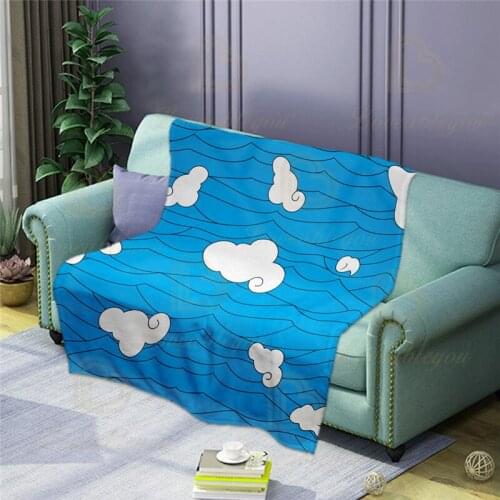 Blue Sky White Cloud Pattern Blanket Warm Fleece Blanket Bedding Quilt Blankets Kids Soft on Bed Sofa Car Comfortable Blankets