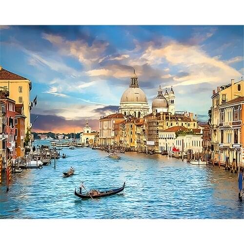 Landscape Lake Building Scenery 11CT Cross-Stitch Set Embroidery Craft Handicraft Painting Hobby Promotions Christmas Room Decor