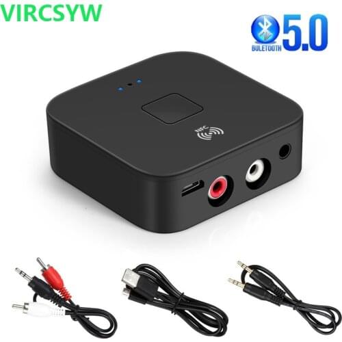 VIRCSYW Bluetooth 5.0 Receiver NFC Bluetooth 3.5mm AUX/RCA HIFI Car 10m Wireless Music Audio RAC Receiver For Headphone Speaker