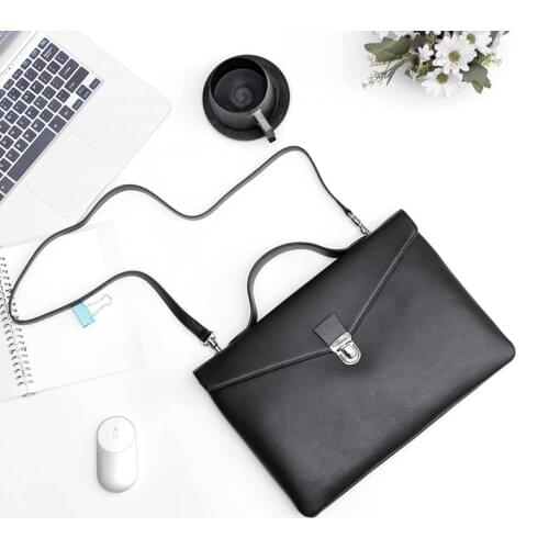 Simple 13-inch laptop bag leather male business bag mens thin section file handbag briefcase cross section