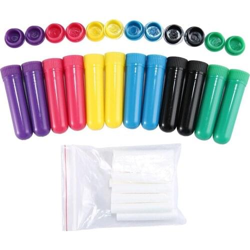 10pcs/lot Essential Oil Aromatherapy Blank Nasal Inhaler Tubes (10 Complete Sticks) Blank Nasal Containers Muti Color