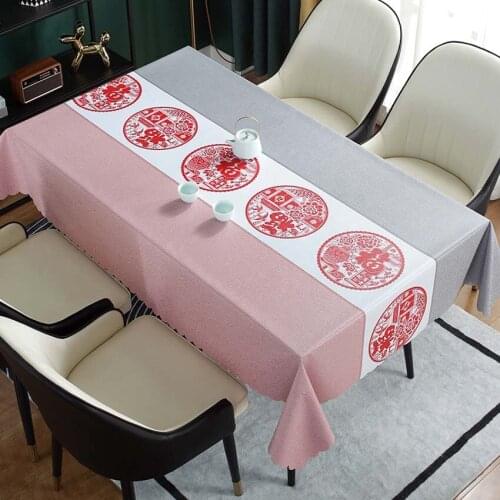Chinese Style Tablecloth Waterproof Thermal Insulation Flower Pattern Decoration Cushion Family Party Furniture Dust Cover Mesa