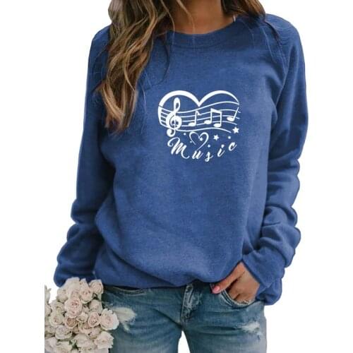Music Note Heart Star Graphic Print Hoodies Women Spring Winter Sweatshirts For Female Femmes Autumn Artist Sweet Lover Gift