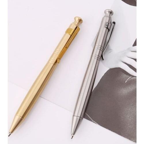 W3JD Luxury Stainless Steel Brass Business office Ballpoint Pen Office School Supplies Stationery 0.5mm Nib