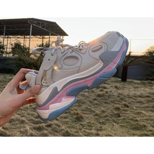 QZYERAI Brand 2021 New Style Womens Shoes Vulcanized Shoes Leather Cowhide Breathable Running Shoes Sneakers Platform