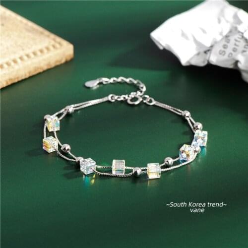 SODROV Aurora Crystal Bracelet Silver Bracelets for Women Sterling Silver 925 Women Accessories Charm Bracelet