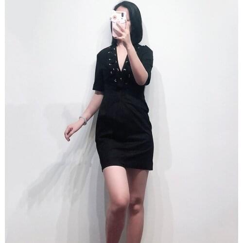 Patads French fashion slim bandage V-neck short sleeve dress Hip Wrap Skirt lady spring and summer r20627e