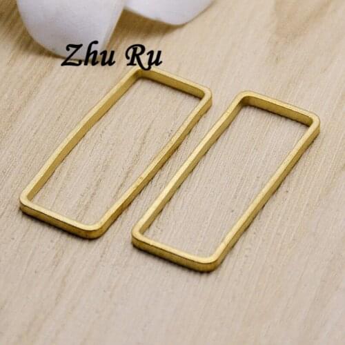 ZHU RU 10pcs 38*15mm Bag decoration clothing accessories shoes and hats rectangular shape Charms fit Jewelry Accessories Making