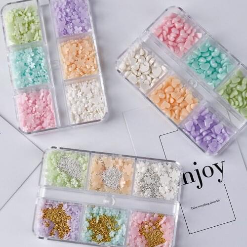 1Box Korean Mix Size Flower Nail Art Decoration Color Change Handmade Charms With Gold/Slivery Steel Beads Manicure Accessories